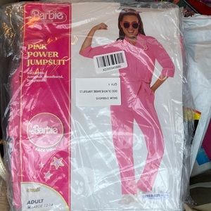 NIP NWT Barbie Pink Power Pantsuit with Sunglasses and Hair Accessory Size Large